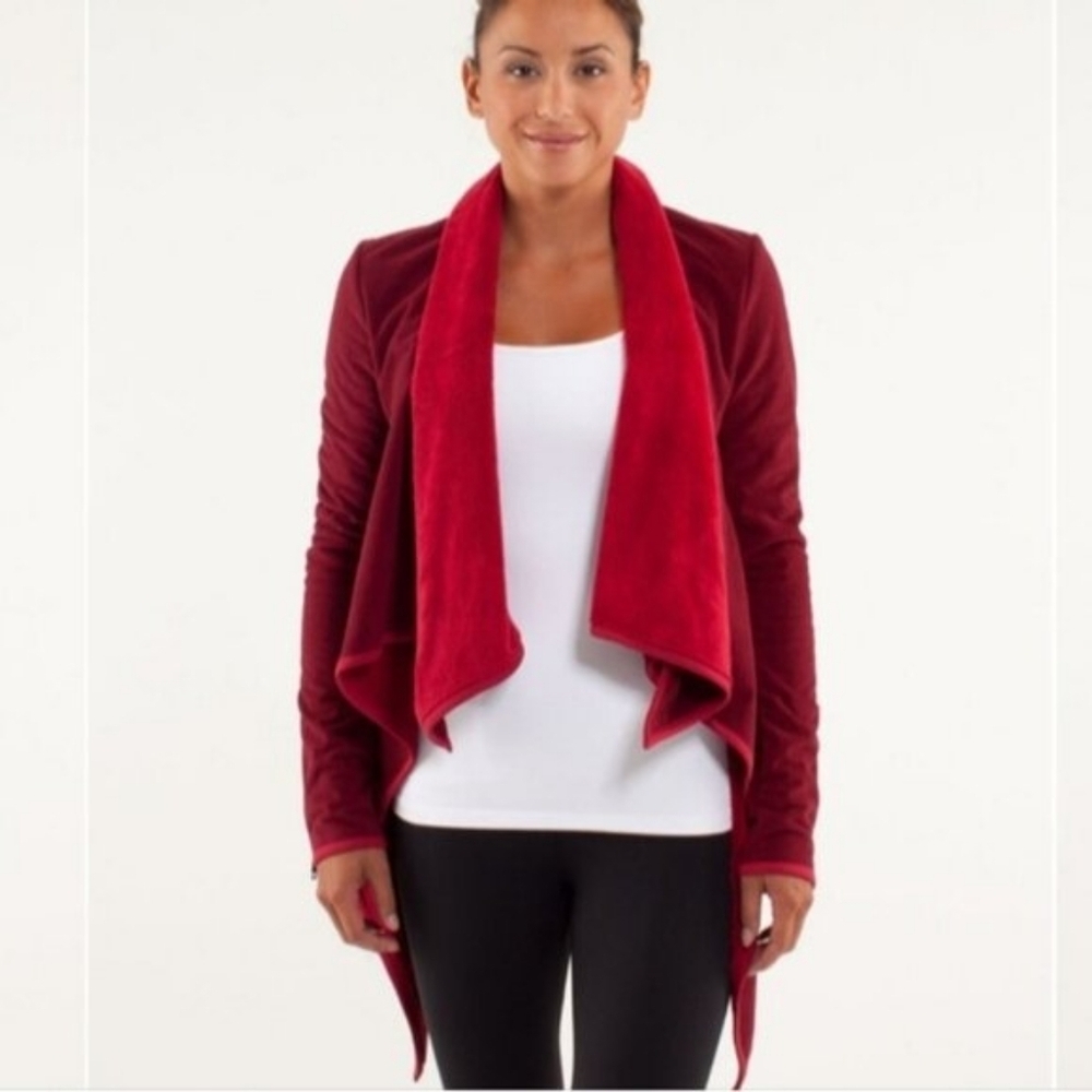 Lululemon Presence Of Mind Jacket Deepest Cranberry Size 2 Fleece Burgundy Red